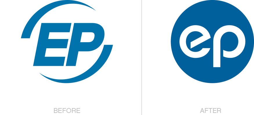EP Entertainment Partners Brand Identity and UX Design Logos Before and After 1
