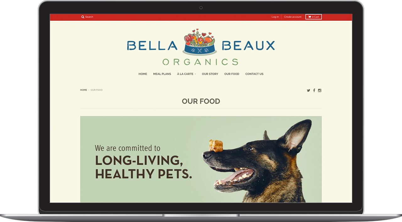 Bella and Beaux Organic Dog Food Website