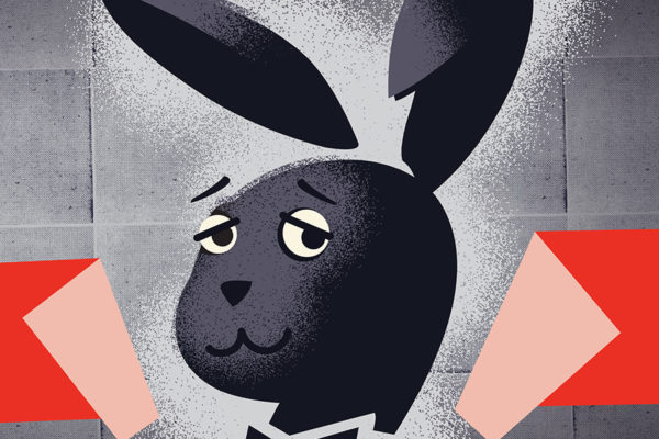 Illustrated Playboy bunny for licensed apparel trend collection.