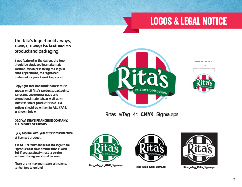Ritas Italian Ice Consumer Products Brand Vision and Style Guide Logos and Legal Notice