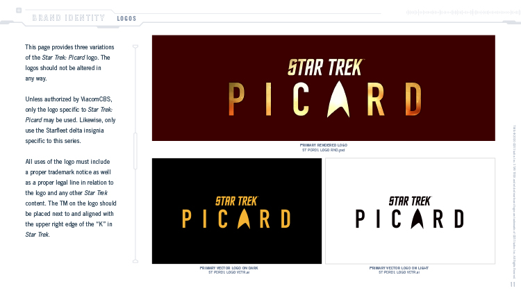 Star Trek: Picard Brand Assets and Licensing Style Guide Logos