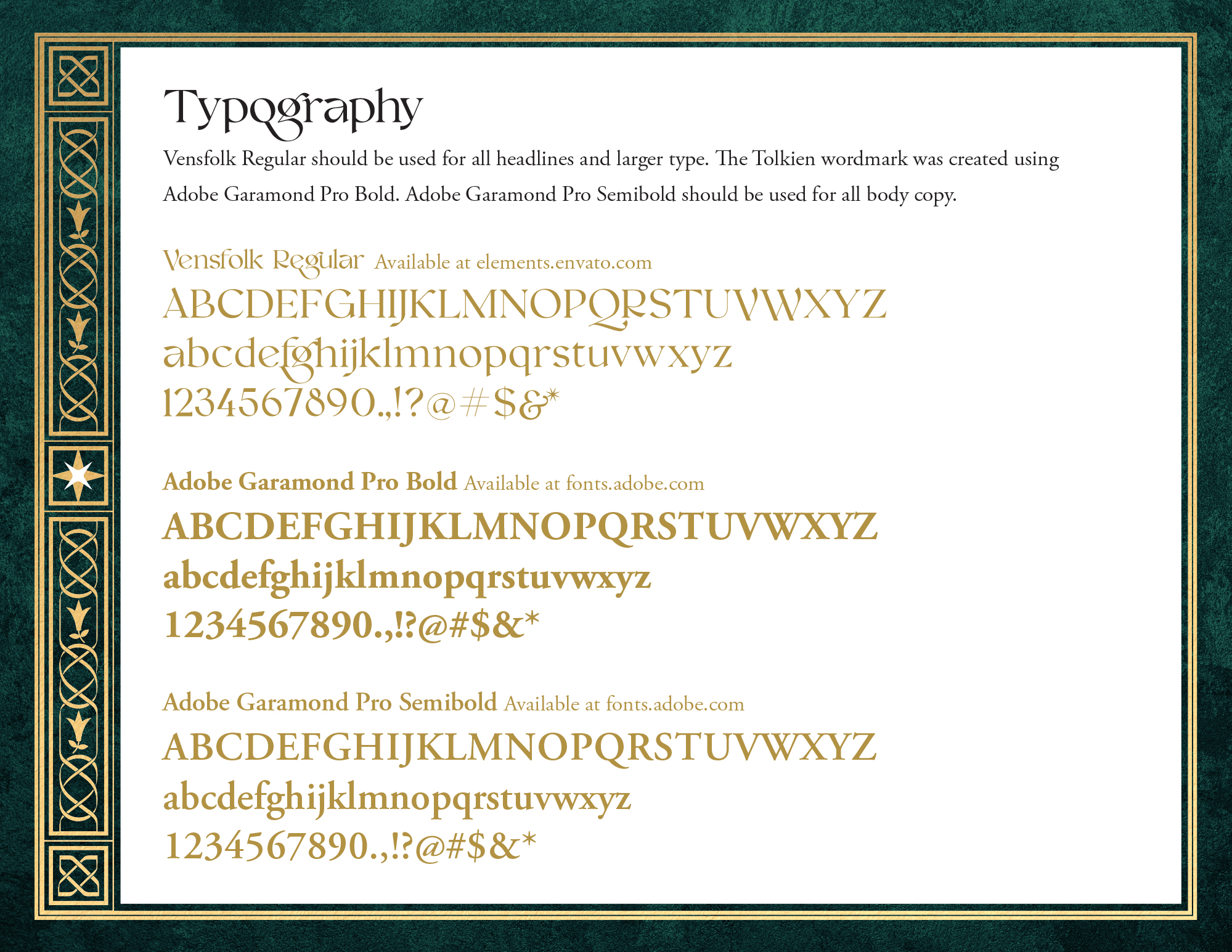 Tolkien Marketing Guidelines Typography