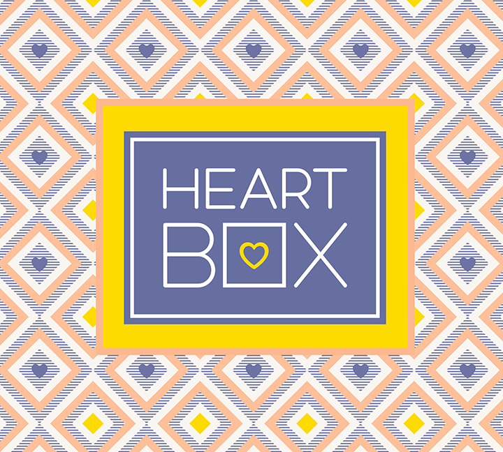 Portfolio: HeartBox logo and pattern for gift box subscription brand extension.