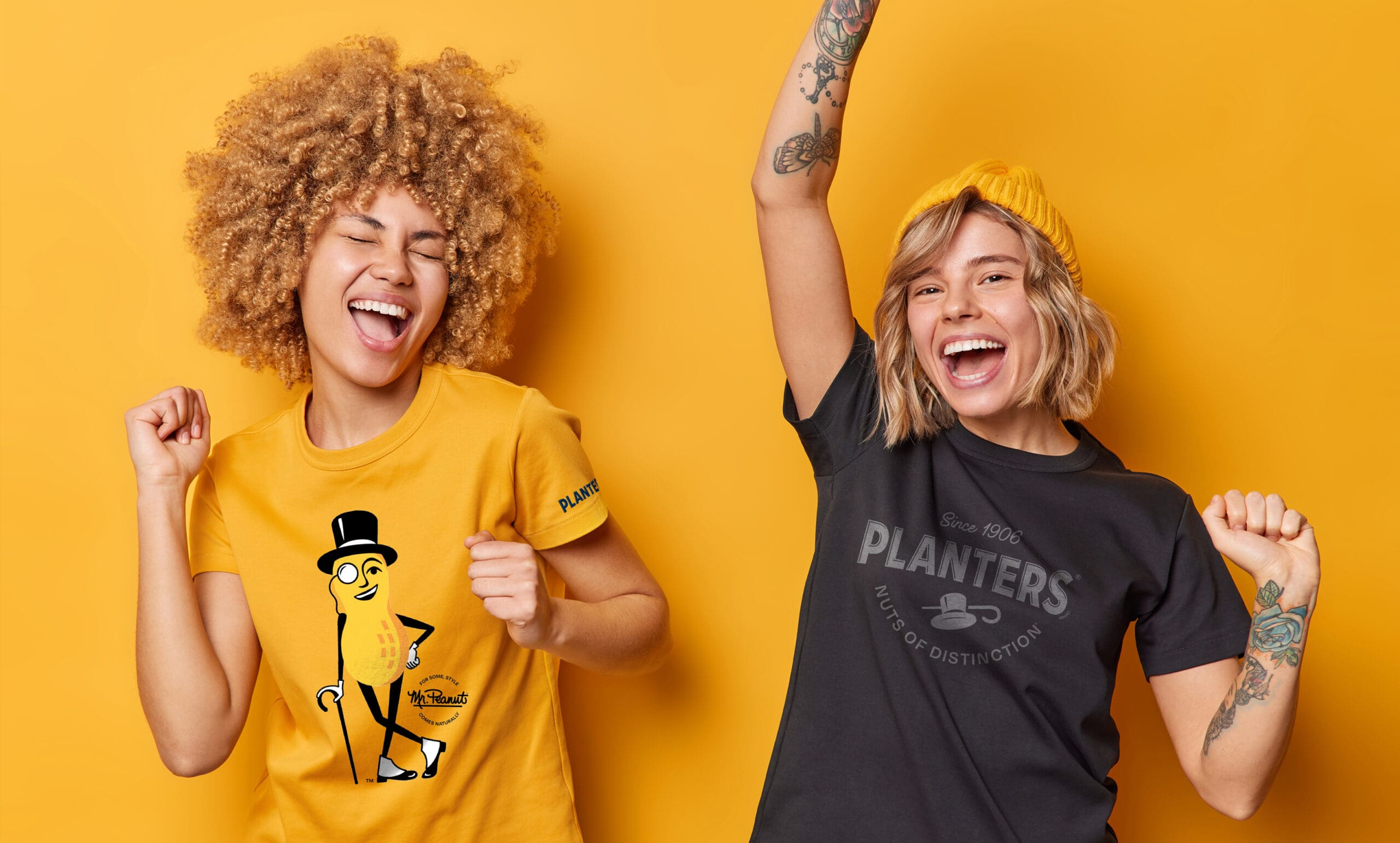 Merchandise licensing product vision with two Planters t-shirts